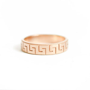 Plain Greek Key band Wedding Band